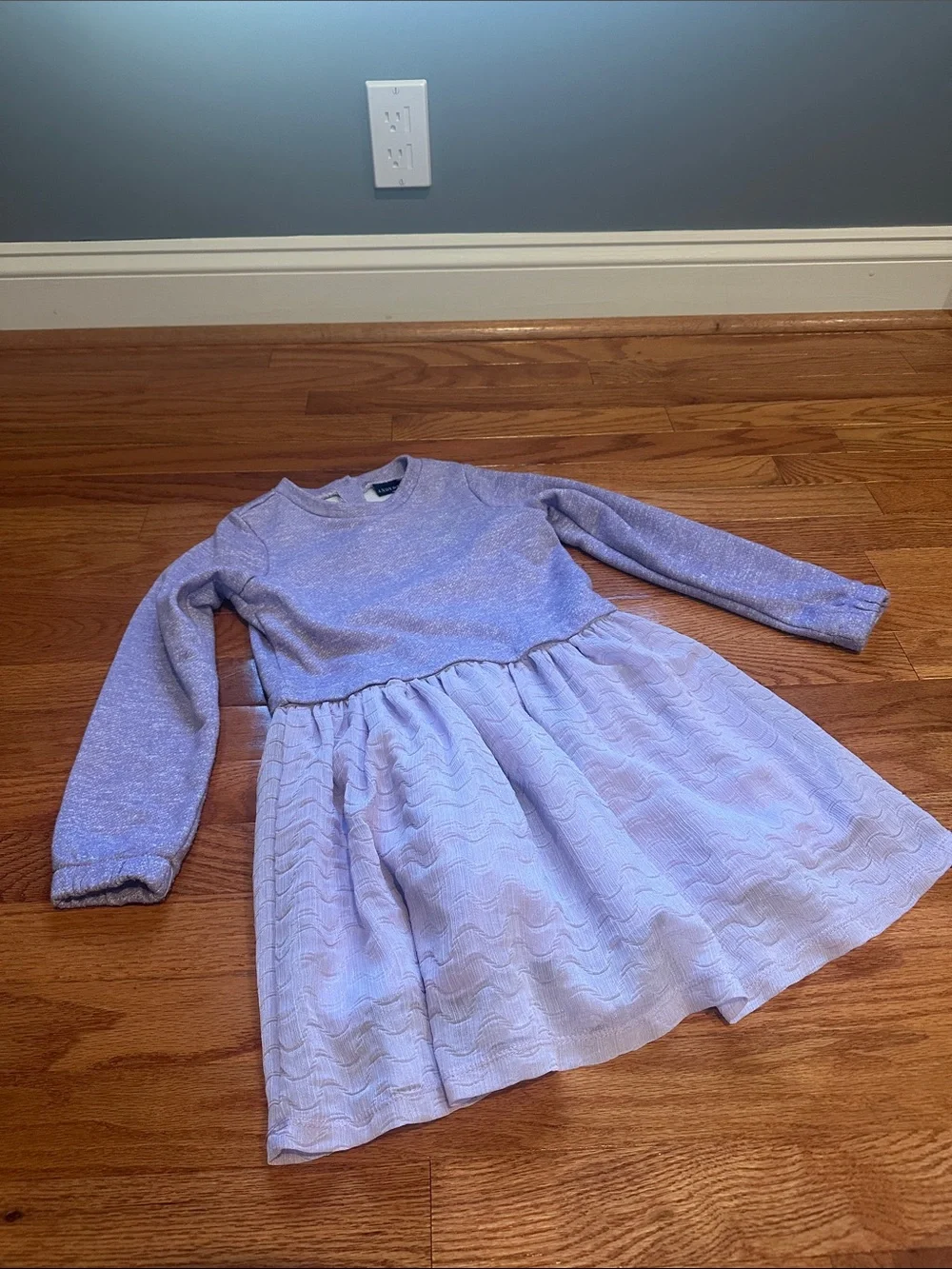 Andy & Evan Light Purple Long-Sleeve Knit and Lace Dress